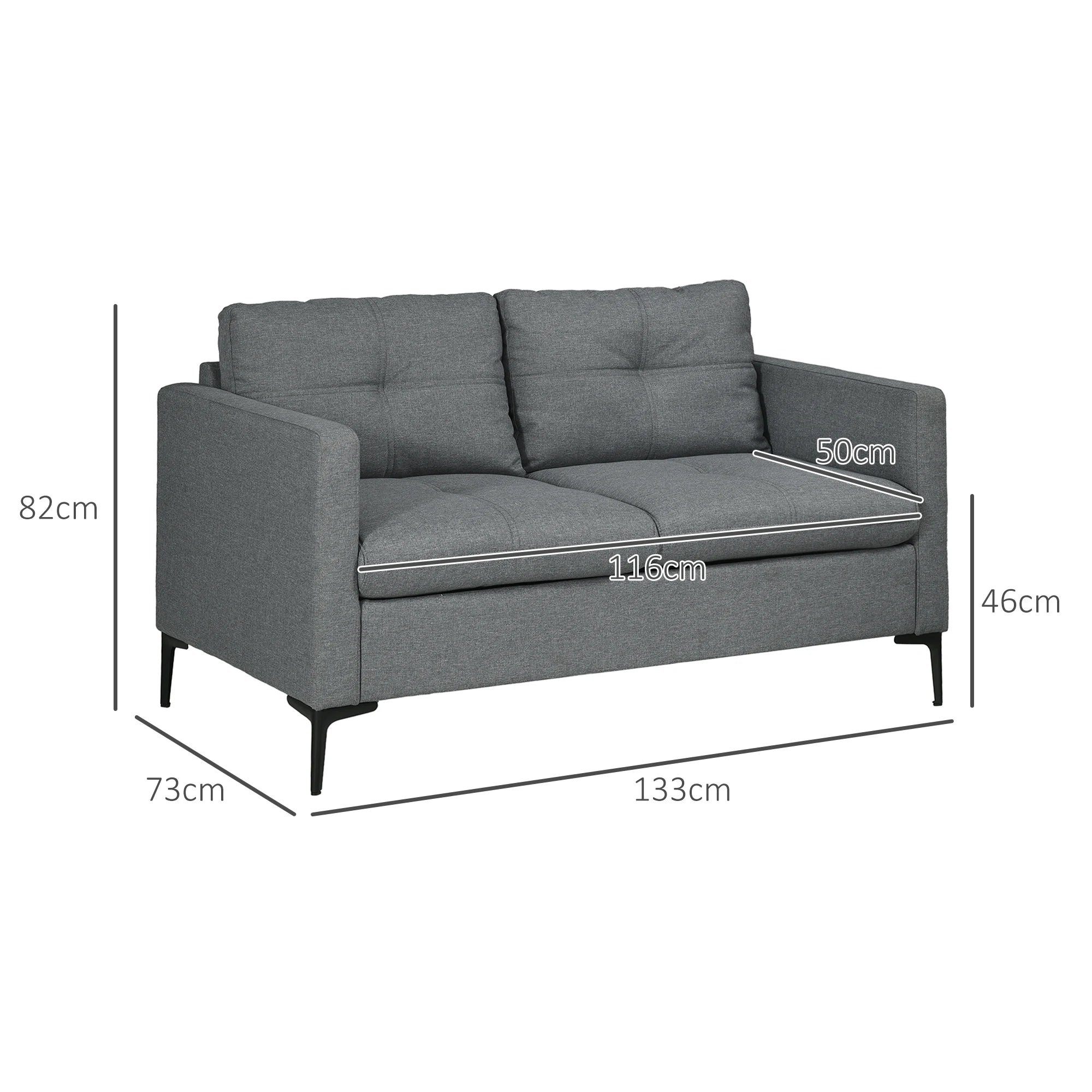 Modern Loveseat Sofa Upholstered 2 Seater Settee for Living Room Bedroom