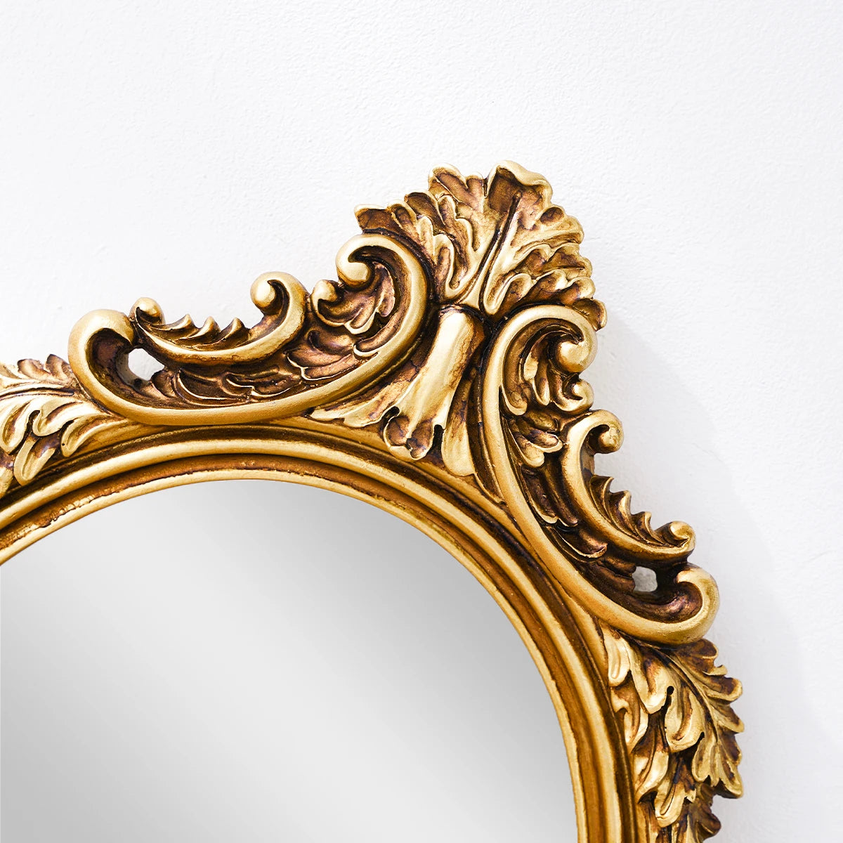 1PC, 14.4* 9.09-inch golden classical pattern decorated oval decorative mirror
