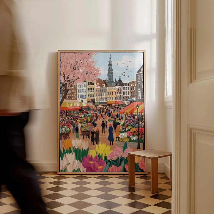 Flower market Amsterdam Watercolor Painting,Amsterdam Wall Art,Amsterdam Canals Print,Netherlands Travel Print, City Poster,Birt