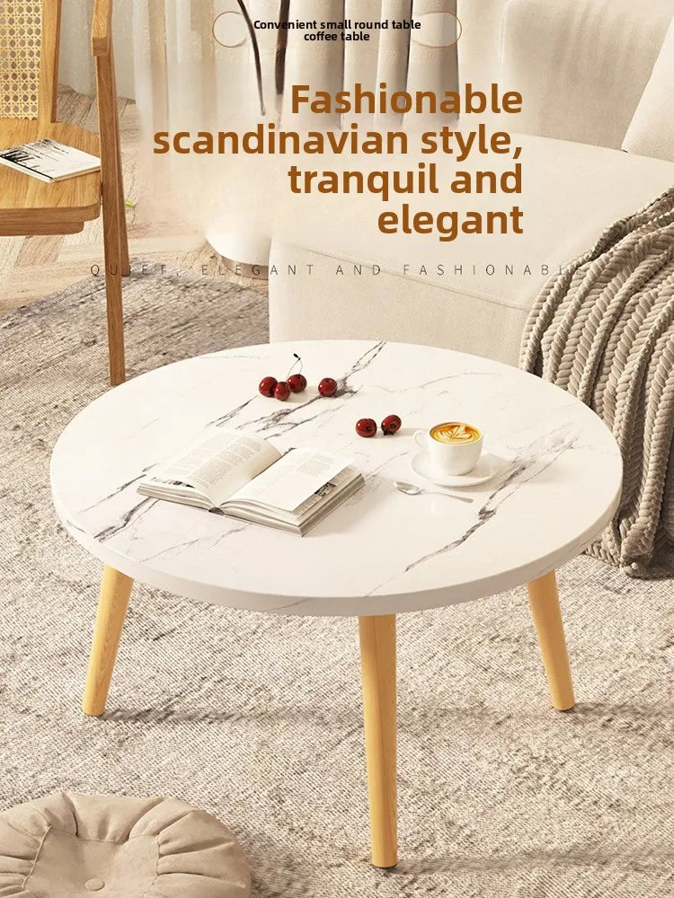 Small Table, Bedroom, Light Luxury Table, Modern Coffee Table, Living Room, Simple Small Round Table, Solid Wood