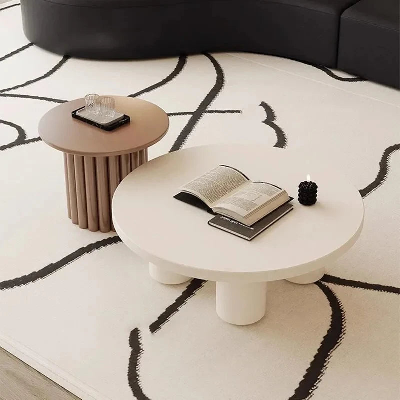 Aesthetic Minimalist Side Table Wood White Nordic Round Small Simple Coffee Table Modern Design Mesa Auxiliar Furniture For Home