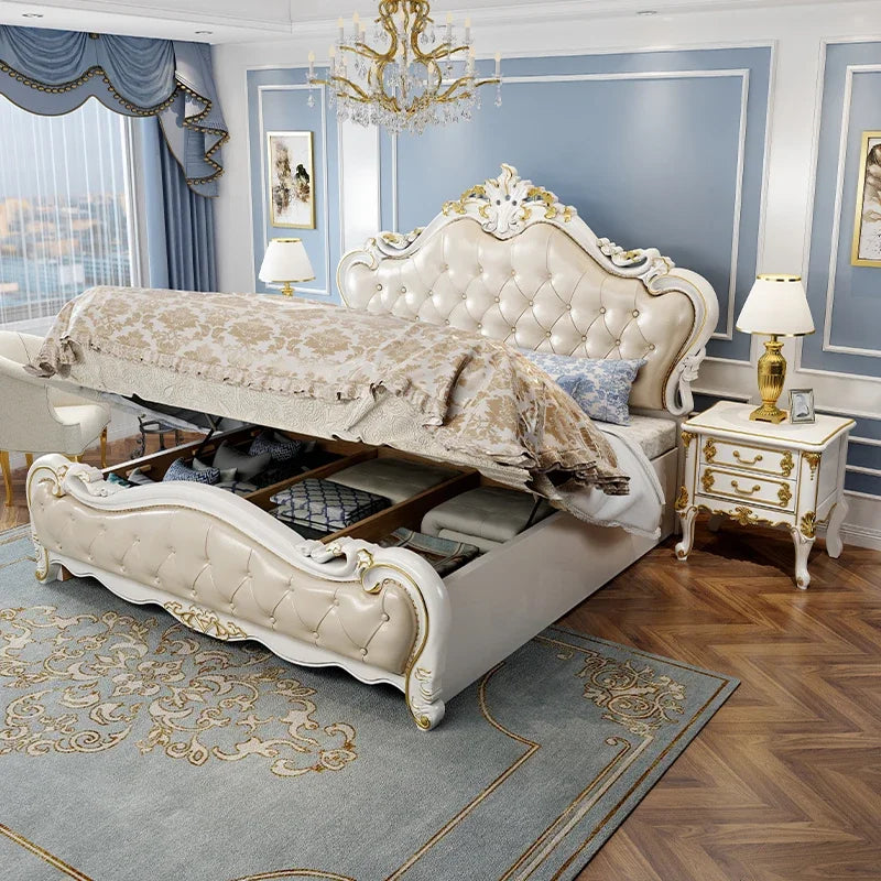 Castle Luxury Bed Modern Sofa Bedroom Frame Massage Bed Double Princess Sleeping Design Wooden Full Muebles Hotel Furniture