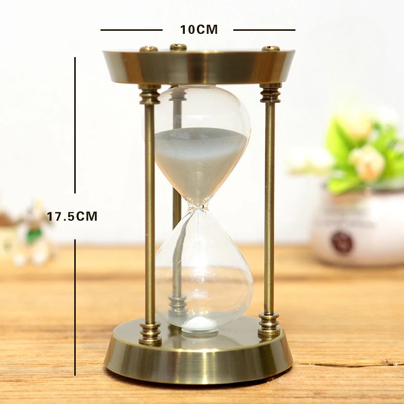 Elegant 15/30min Rotating Hourglass Timer with Metal Body Home Table Crafts for Club and Hotel Decoration