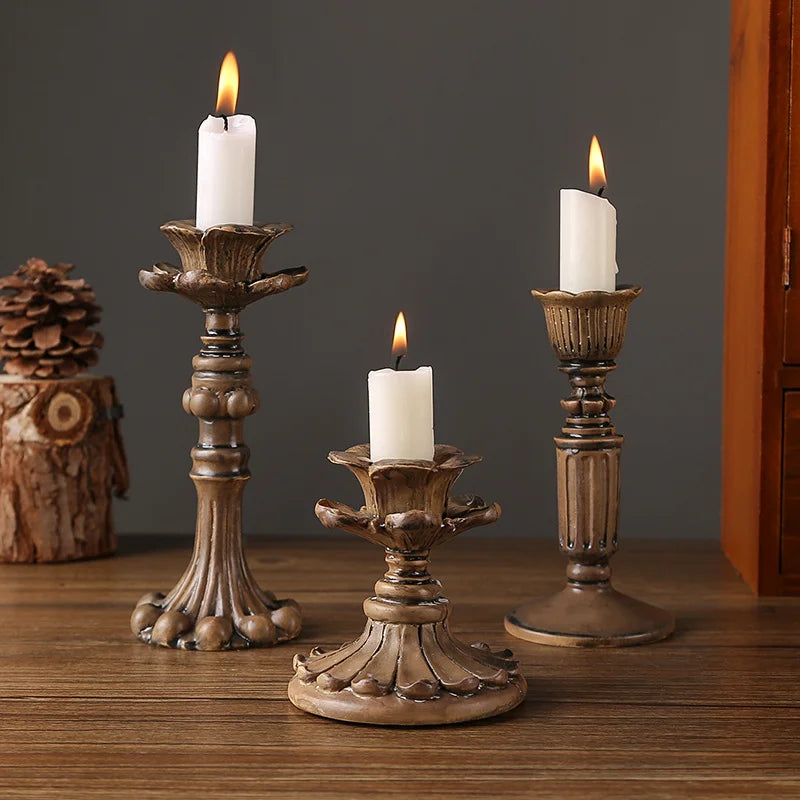 Retro carved candlestick handicrafts, romantic candlelight dinner props, decorations, candlestick ornaments
