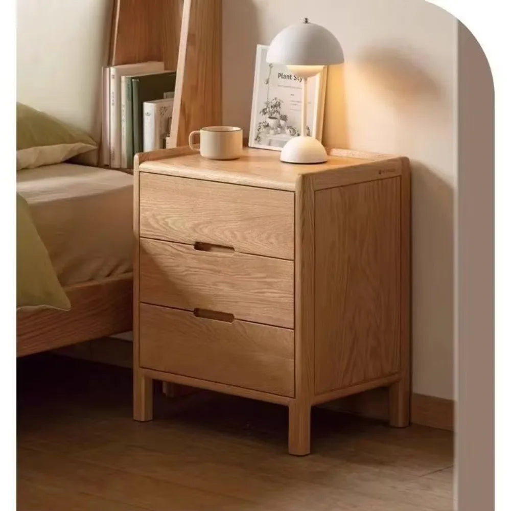 China Factory Sale Various Little Cupboard Log Color Oak Compact Small Hotel - Style Stable 3 - Drawer Bedside Table