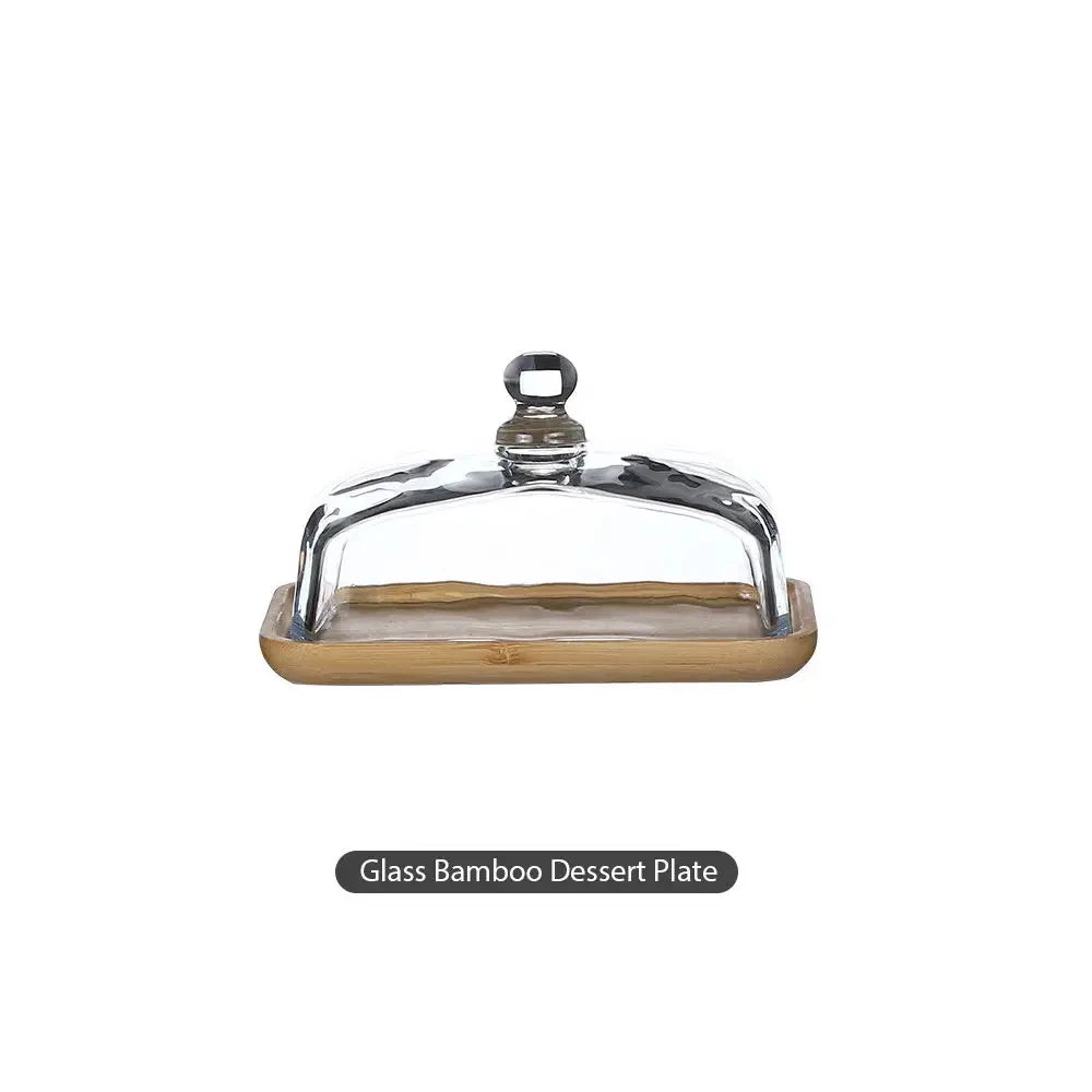 Glass Butter Dish with Lid  Crystal Glass Holds Cream Cheese Cubes and Plates of Dishes and Small Fruits