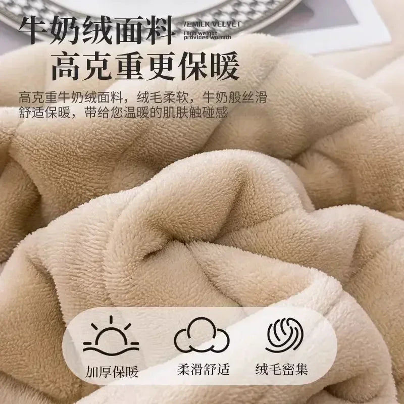 Winter Quilted Thicken Milk Velvet Mattress Cover Dormitory Bedspread Bedsheet Double Queen King Size Bed Sheet Luxury Bed Cover