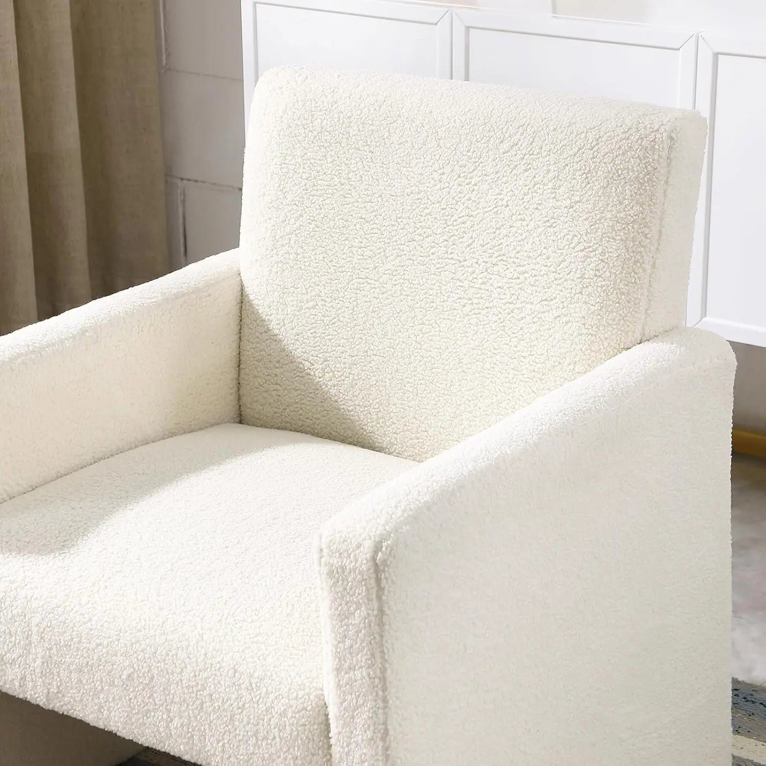 Living Room, Teddy Sofa Small Armchair for Small Space, Single Comfy Bucket Chair with Fluffy