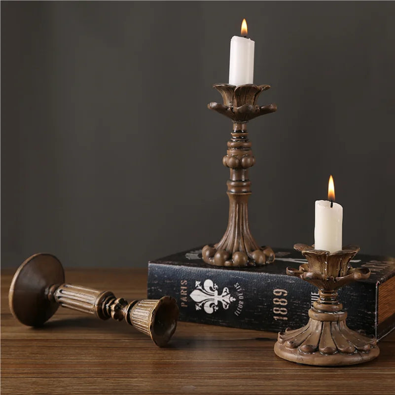 Retro carved candlestick handicrafts, romantic candlelight dinner props, decorations, candlestick ornaments