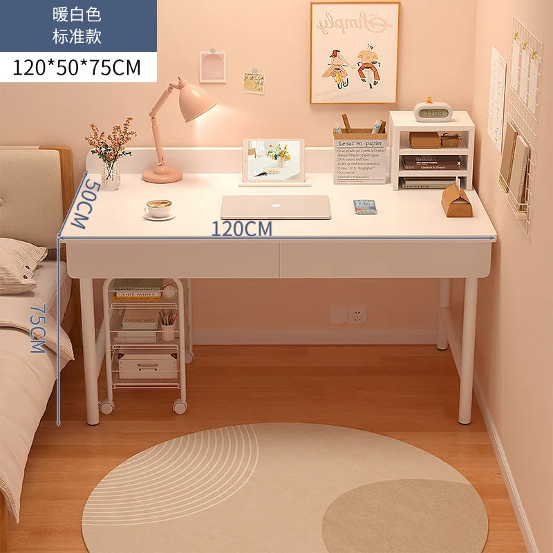 Modern Compact Computer Desk Small Study Desk Student Home Office Bedroom Makeup Desk Storage Drawer Space Saving Easy Assembly