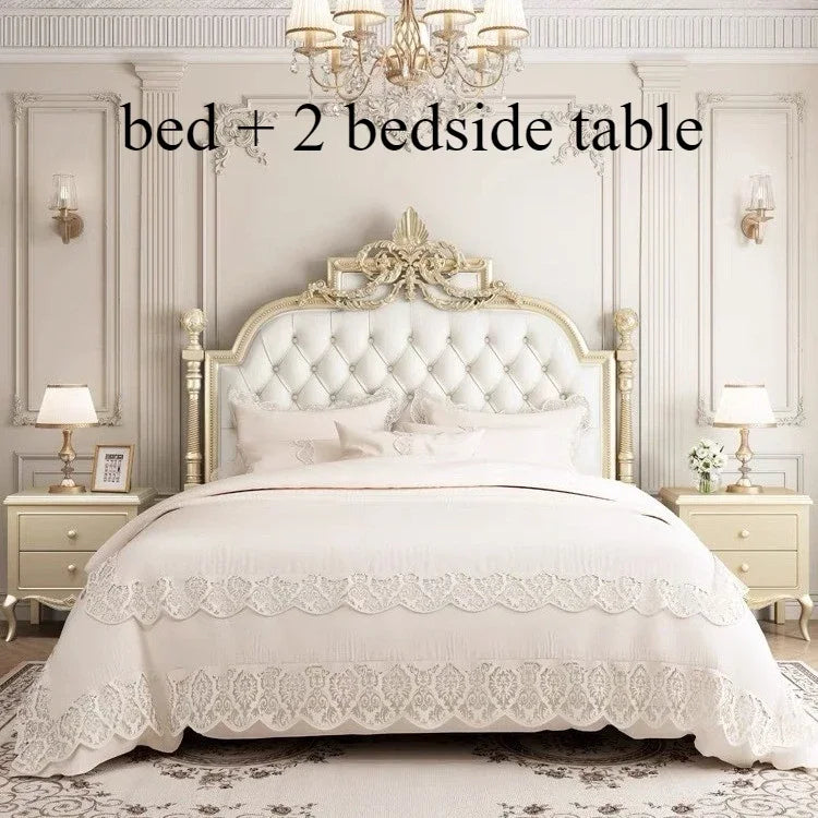 Apartment Solid Wood Bed Light Luxury High End American Style Twin Confortable Bed Design Wedding Master Bedroom Lit Furniture