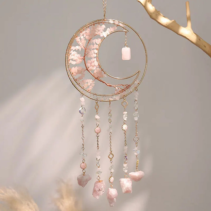 Crystal Sun Catcher Natural Stone Gems Agate Quartz Amethyst Citrine Suncatcher Moon Dream Catchers Hanging Home Decor Gift