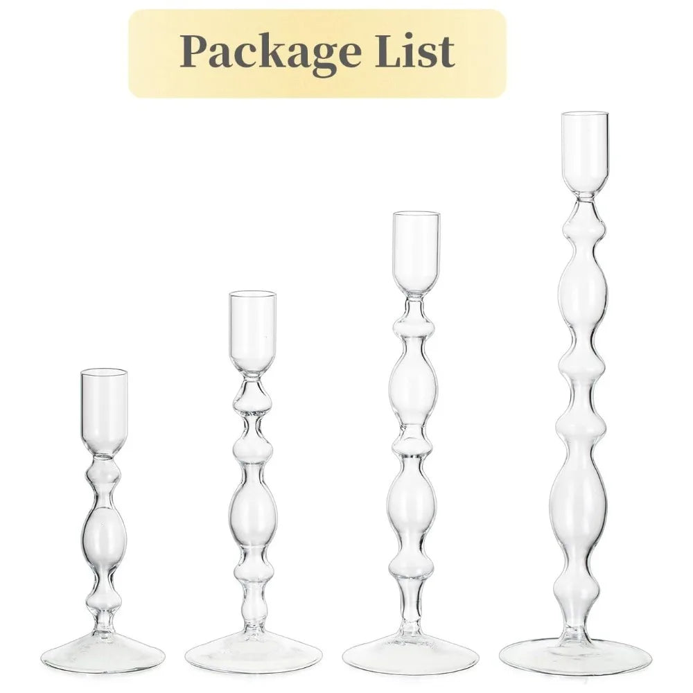 3Pcs Glass Candlestick Holders Glass Taper Candle Holders Groovy Wavy Elegant Candle Stick for Home Party Decoration