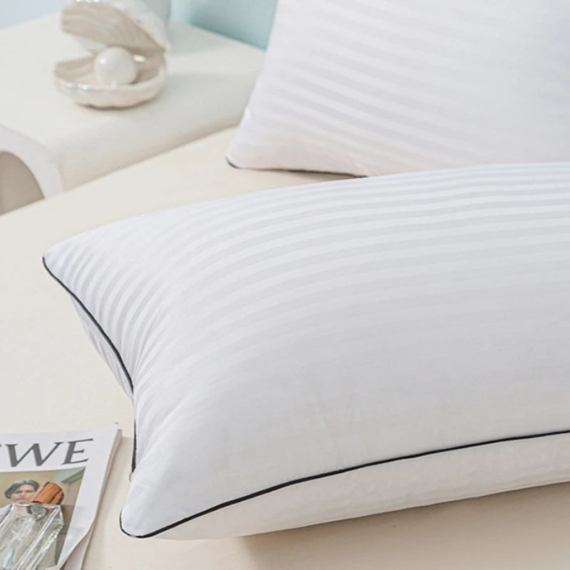 Hotel Sleeping Pillows for Bed Anti Wrinkle White Satin Stripe Comfortable Core Washable Skin-friendly Adult Cute Neck Pillow