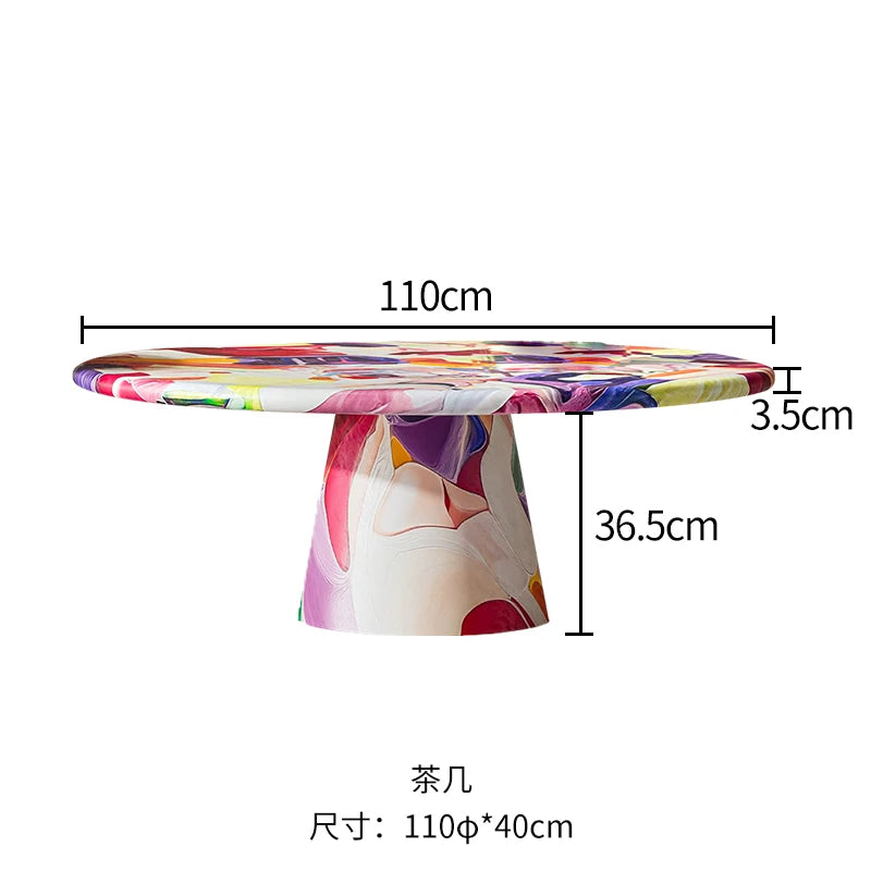 -*Dutch art hand-painted graffiti edge few designer creative hotel living room round coffee table