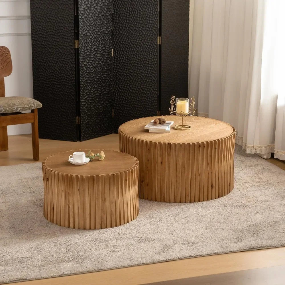 For Furniture for the Living Room Natural (Set of 2) Stool Stool Office and Dining Room Hocker 31.5'' Round Coffee Table