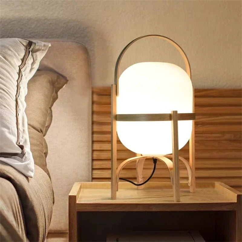 Wabi Sabi style Japanese living room, study, bedroom, creative reading light, Nordic portable wooden desk lamp, floor lamp