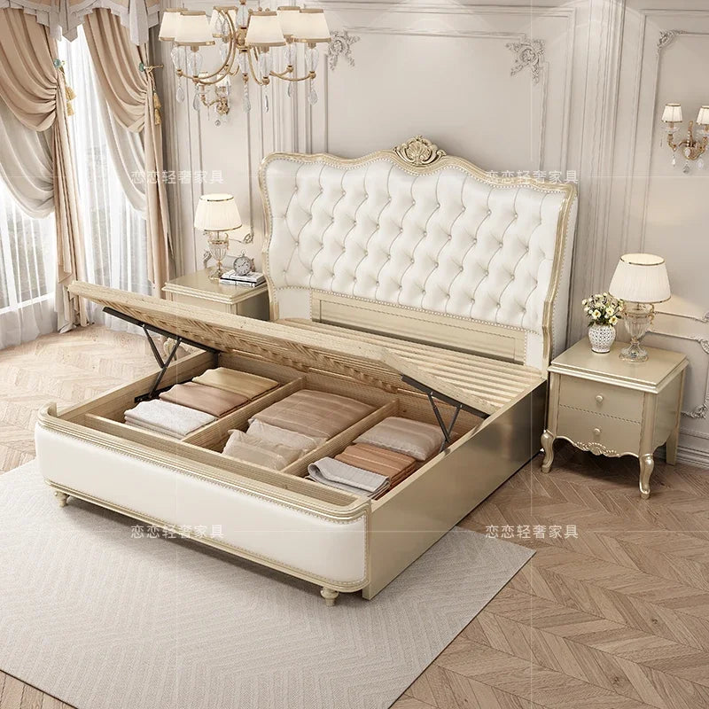 Wooden Design Massage Bed Bedroom Frame Luxury Girls Bed European Queen Modern Safe Simple Letto Matrimoniale Home Furniture