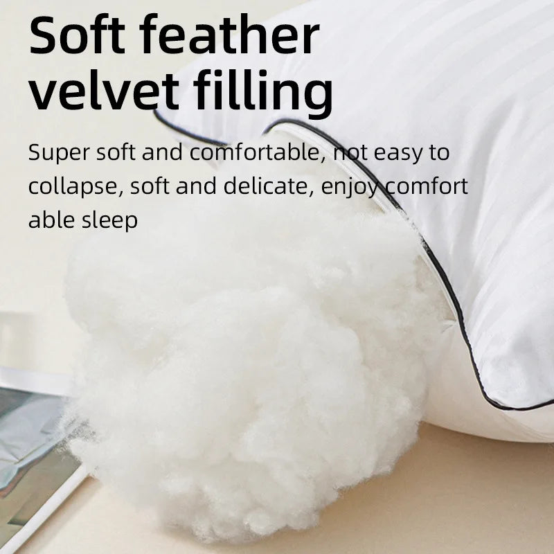 Hotel Sleeping Pillows for Bed Anti Wrinkle White Satin Stripe Comfortable Core Washable Skin-friendly Adult Cute Neck Pillow