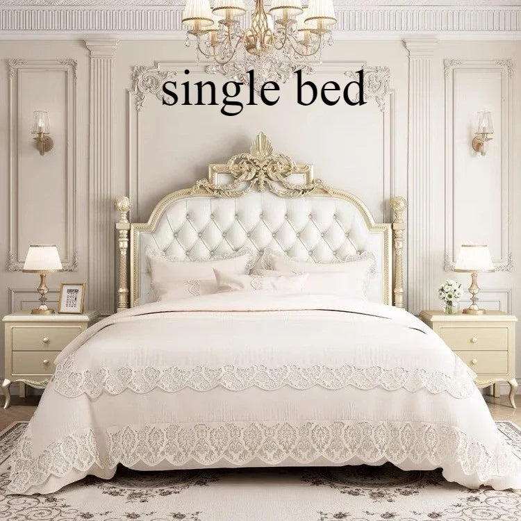 Apartment Solid Wood Bed Light Luxury High End American Style Twin Confortable Bed Design Wedding Master Bedroom Lit Furniture