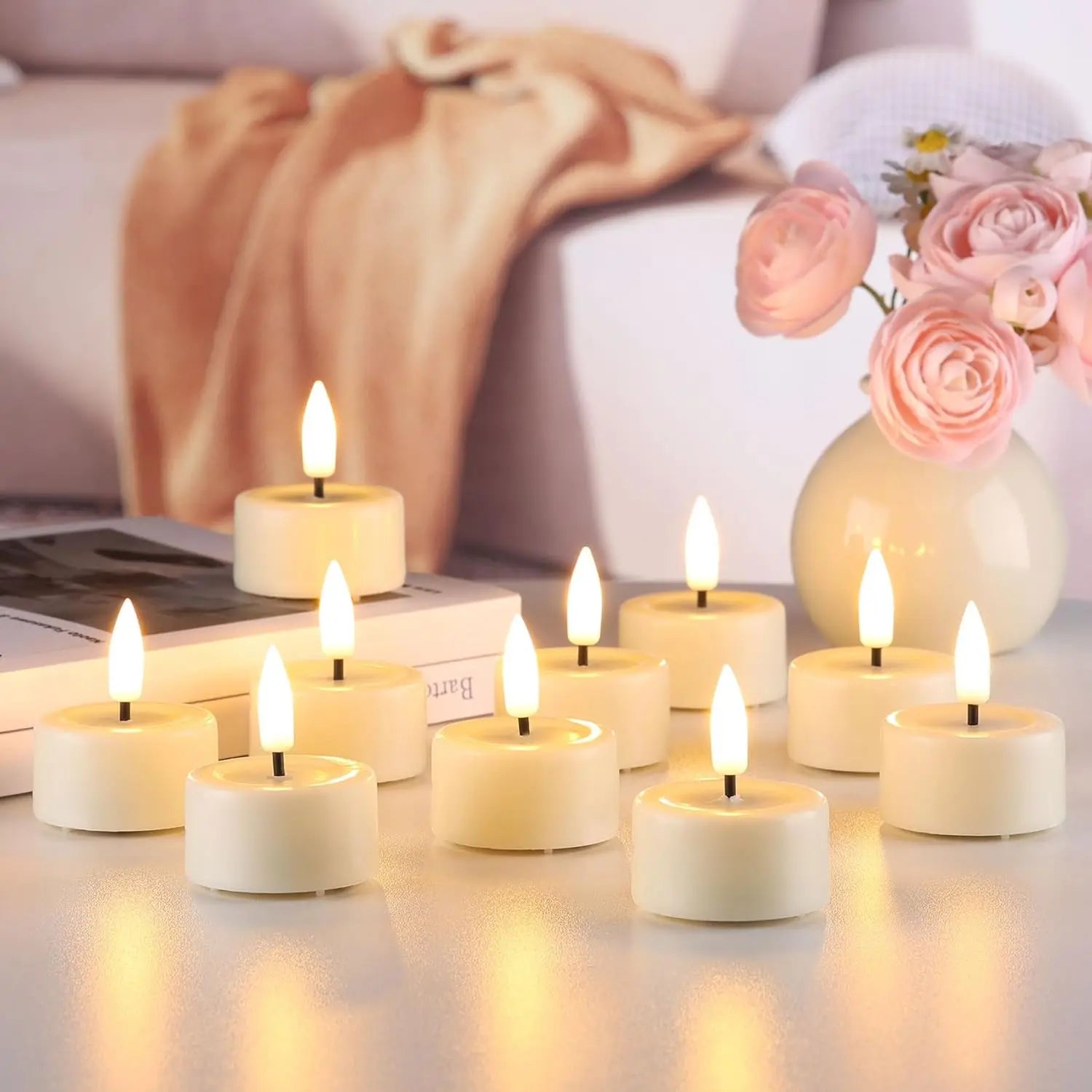 12-24pcs LED Candles Battery Powered Flickering Tea Light Flameless Candles for Birthday Wedding Party Decor