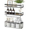 Floating Shelves with Wire Storage Basket Bathroom Shelves Over Toilet with Protective Metal Guardrail Wood Wall Shelves