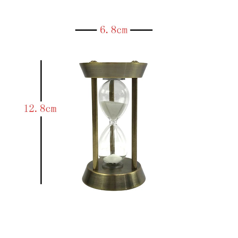 Elegant 15/30min Rotating Hourglass Timer with Metal Body Home Table Crafts for Club and Hotel Decoration