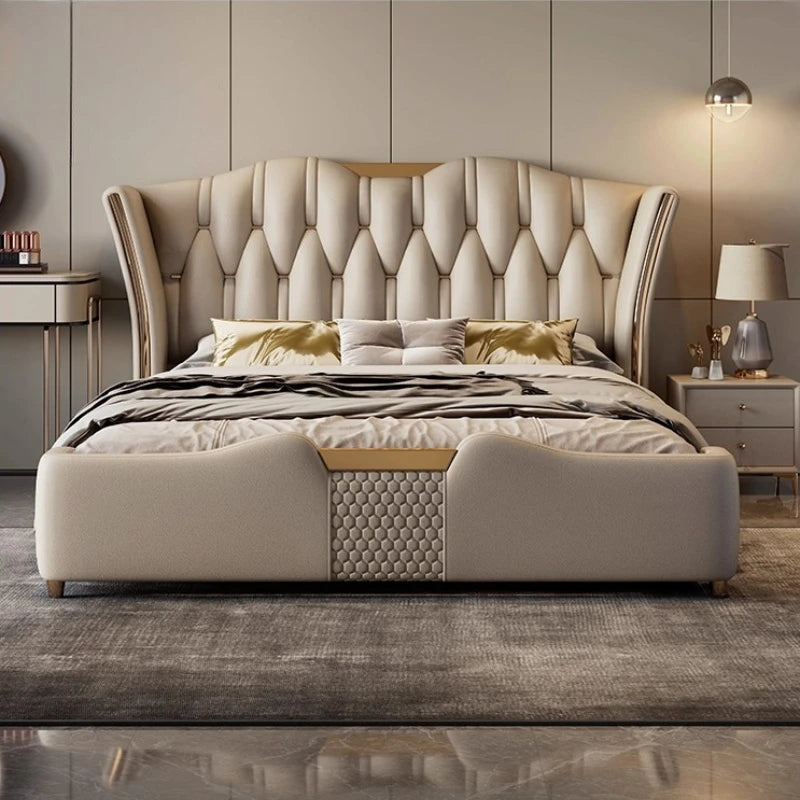 Home Luxury artificial leather 150x200 180x200 200x220 cm Double bed 2 people bedroom beds frames full size bed frame furniture