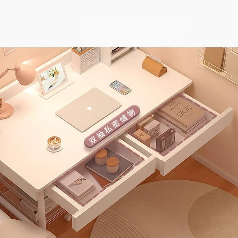 Modern Compact Computer Desk Small Study Desk Student Home Office Bedroom Makeup Desk Storage Drawer Space Saving Easy Assembly
