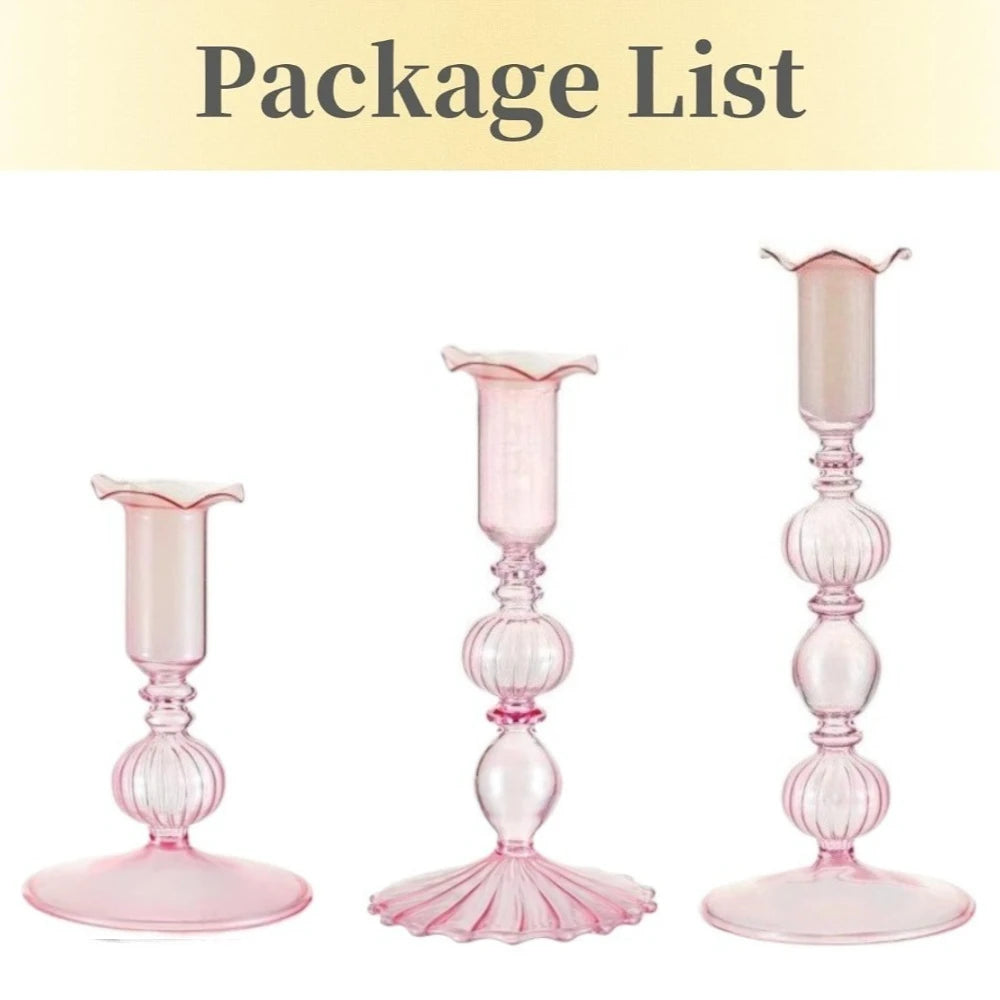 3Pcs Glass Candlestick Holders Glass Taper Candle Holders Groovy Wavy Elegant Candle Stick for Home Party Decoration