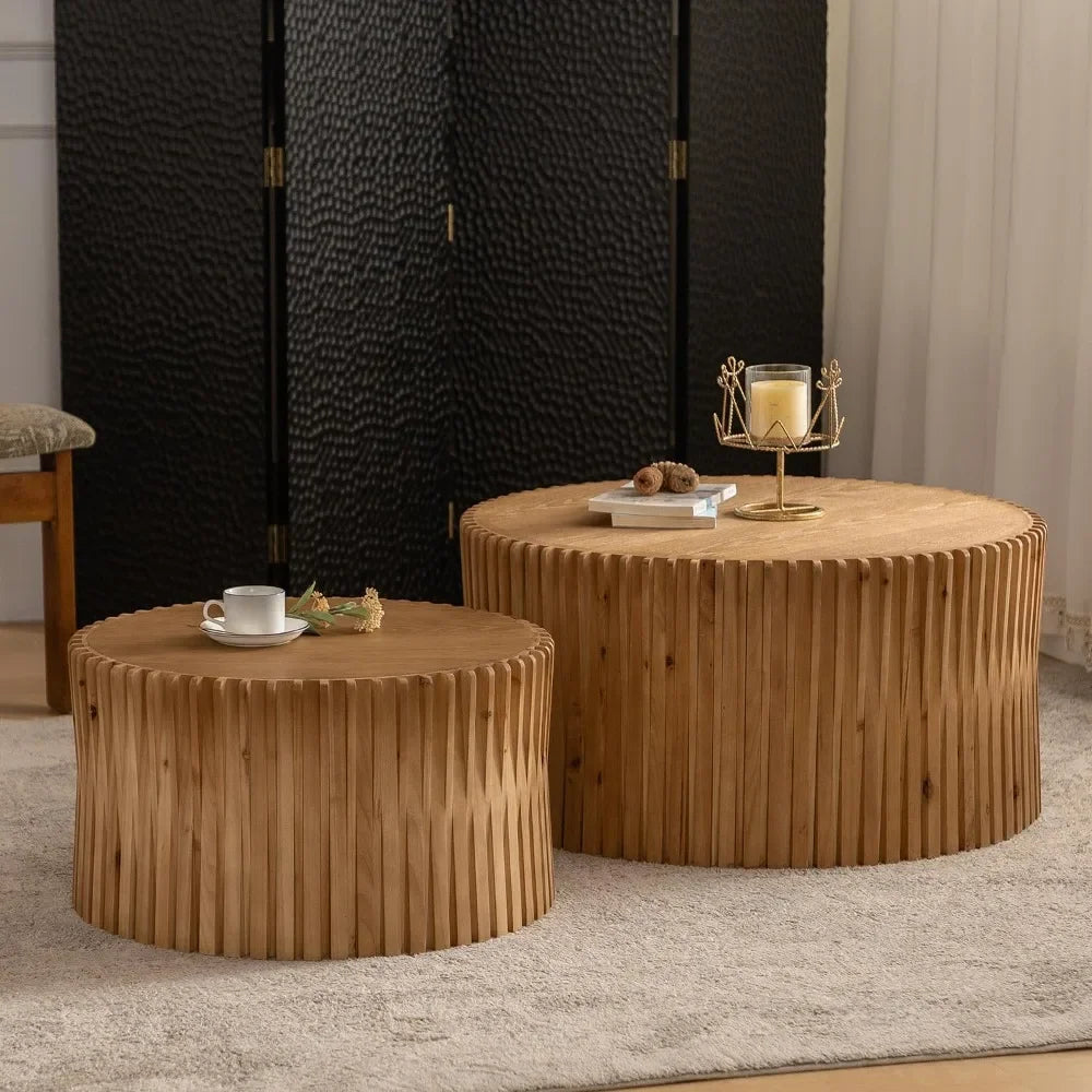 For Furniture for the Living Room Natural (Set of 2) Stool Stool Office and Dining Room Hocker 31.5'' Round Coffee Table