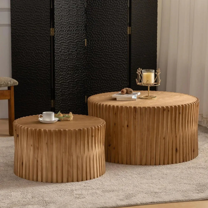 For Furniture for the Living Room Natural (Set of 2) Stool Stool Office and Dining Room Hocker 31.5'' Round Coffee Table