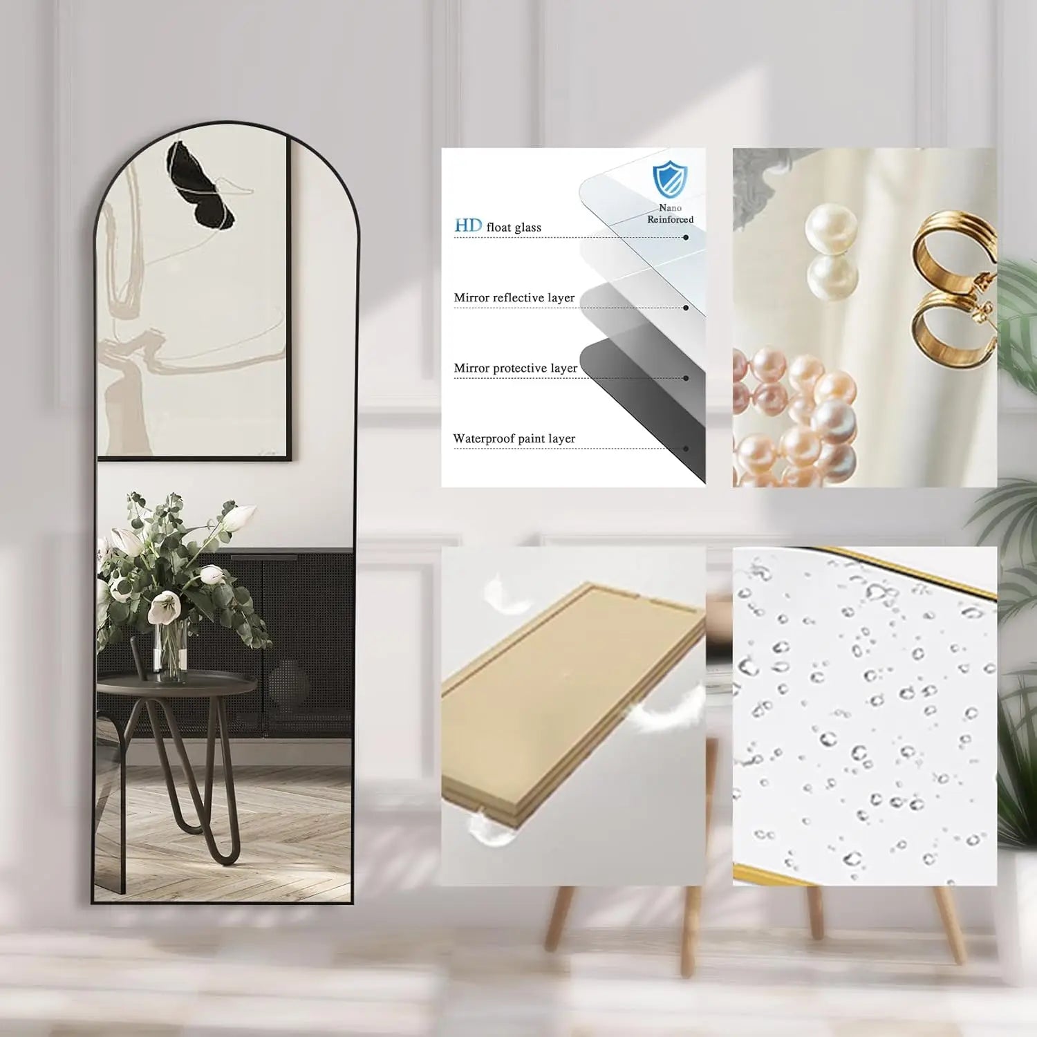 Full Length Mirrors Free Standing Floor Mirror Full Body Wall Mirror for Bedroom Living Room and Entrance