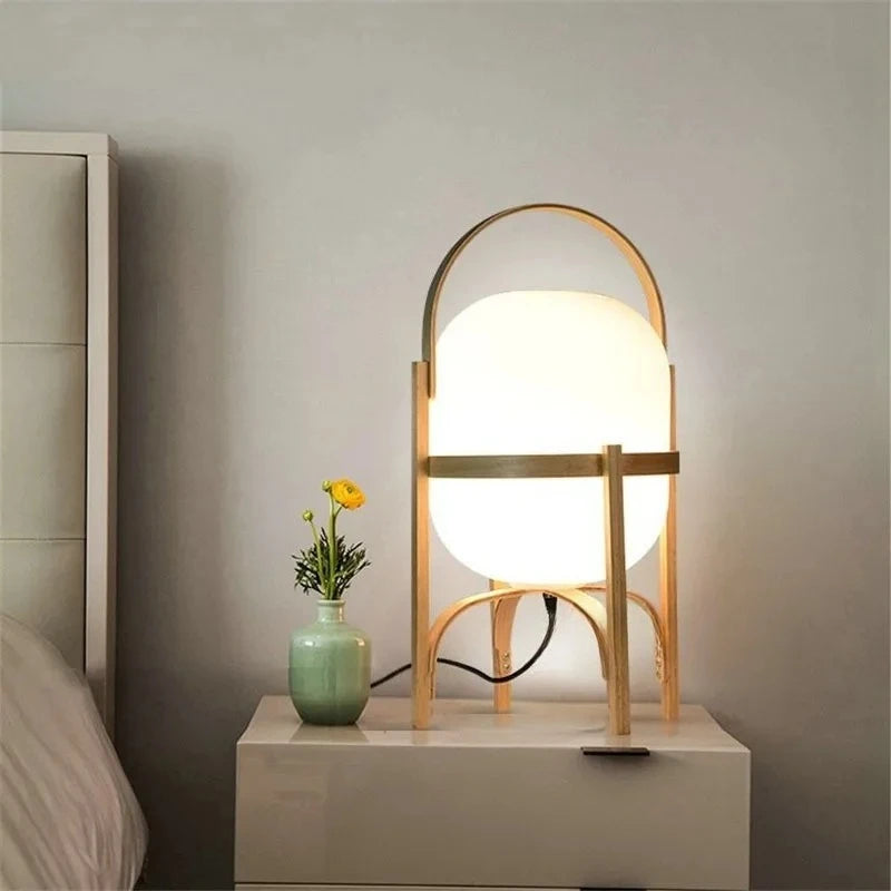 Wabi Sabi style Japanese living room, study, bedroom, creative reading light, Nordic portable wooden desk lamp, floor lamp