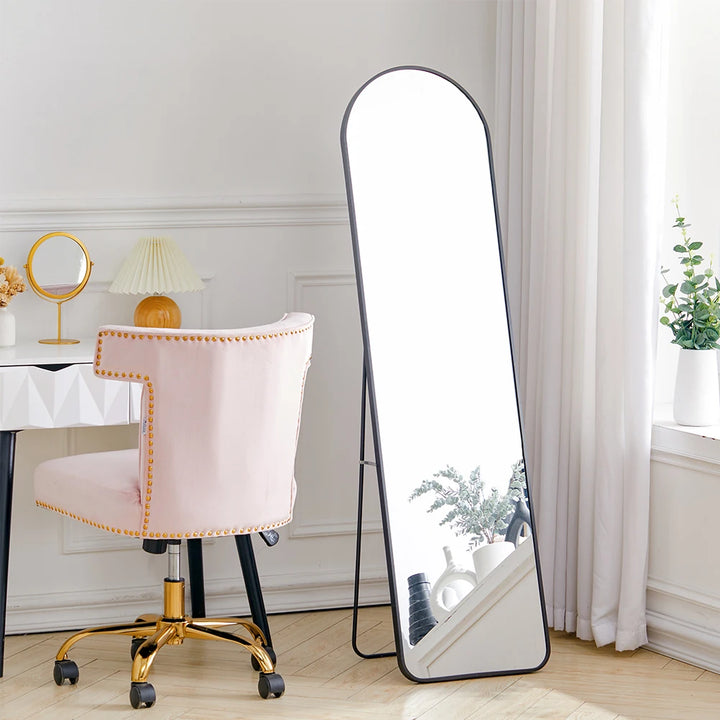 【Lifeideas】Black 150/160cm Modern Arched Wall Freestanding Floor Mirror
