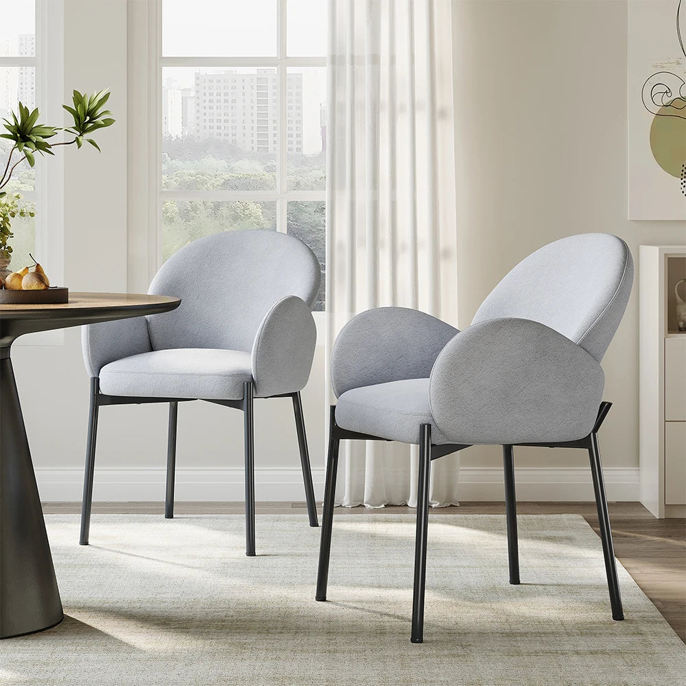 【Breeins】2Pcs Upholstered Dining Chairs with Armrest