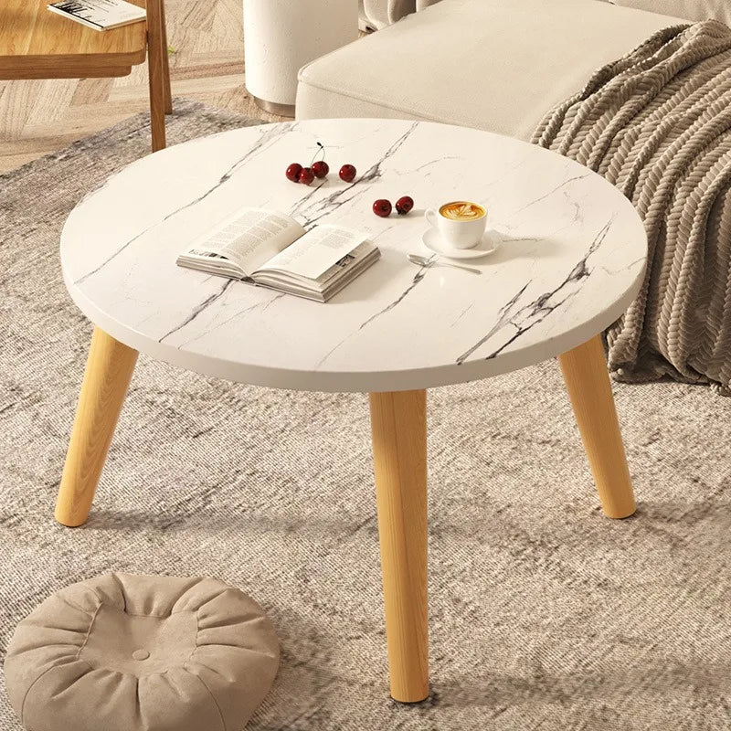 Small Table, Bedroom, Light Luxury Table, Modern Coffee Table, Living Room, Simple Small Round Table, Solid Wood