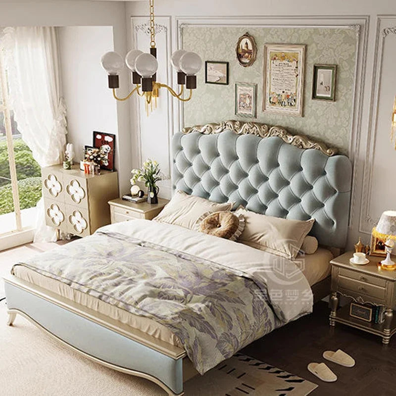 Luxury Bedroom Massage Bed European Leather Princess Sleeping Wooden Girls Bed Loft Modern Letto Matrimoniale Unique Furniture