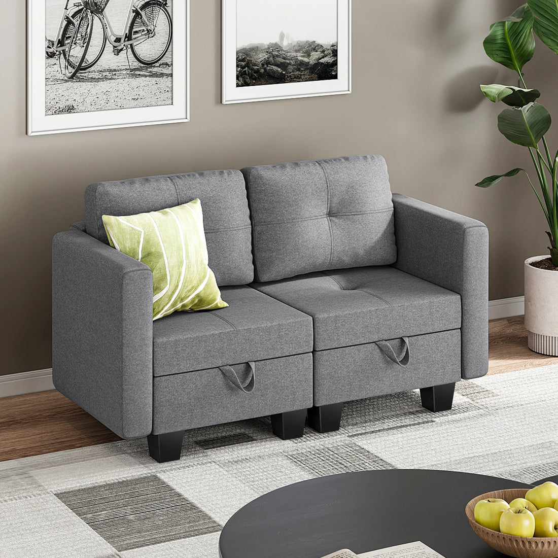 Fabric Modular Sofas with Upholstered Cushion and Removable Back Cushion Covers, Modern Sectional Sofa for Living Room