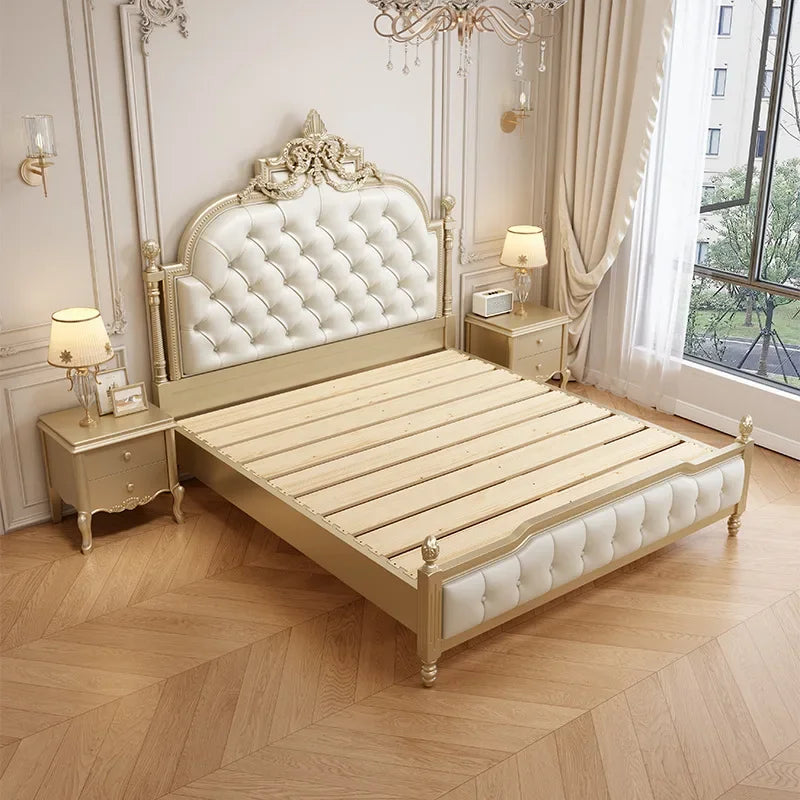 Apartment Solid Wood Bed Light Luxury High End American Style Twin Confortable Bed Design Wedding Master Bedroom Lit Furniture
