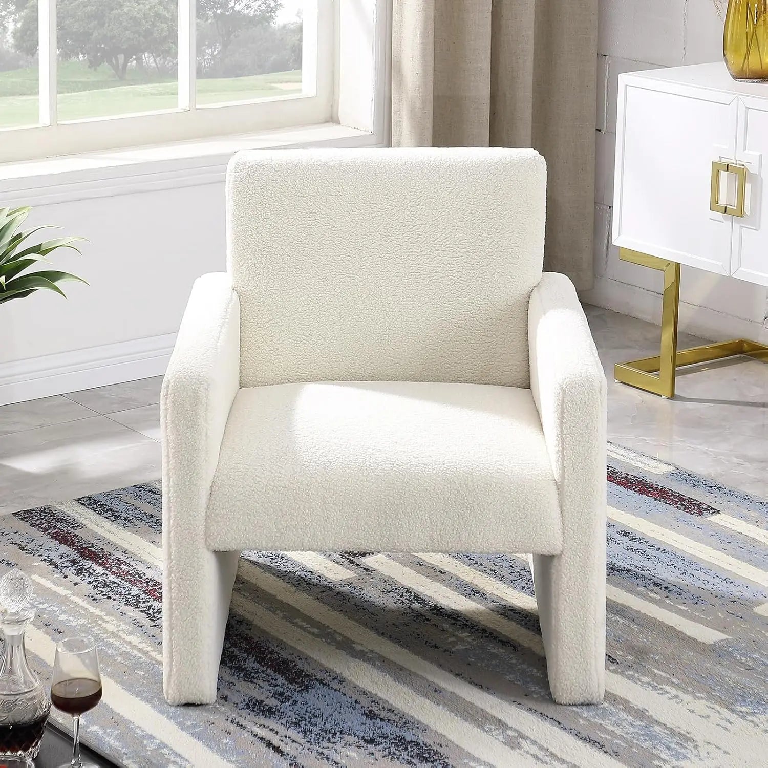 Living Room, Teddy Sofa Small Armchair for Small Space, Single Comfy Bucket Chair with Fluffy