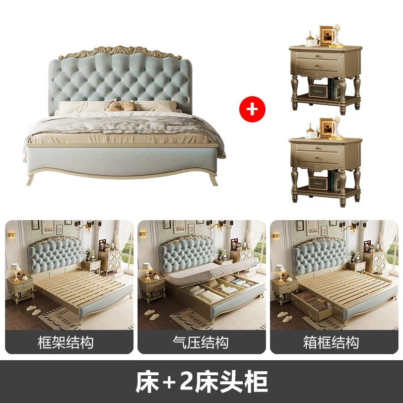 Luxury Bedroom Massage Bed European Leather Princess Sleeping Wooden Girls Bed Loft Modern Letto Matrimoniale Unique Furniture