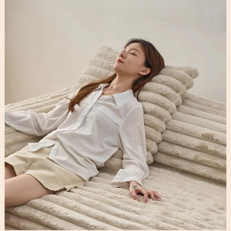 Luxury Corduroy sofa electric retractable sofa bed Wabi Sabi style living room fabric sofa multifunctional straight row Modern