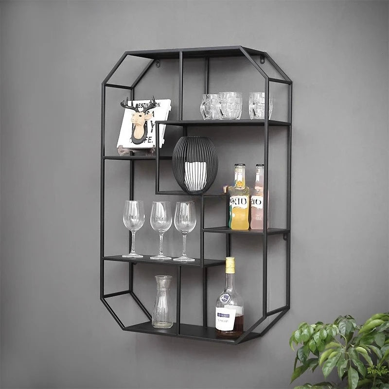 Storage Rack, Wall Mounted Storage Cabinet, Bedroom Wall Creative Grid, Living Room Wine Rack, Wall Mounted Cabinet