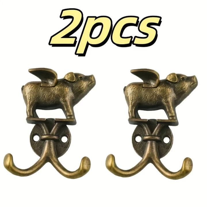 Vintage Flying Pig Hook Decorative Hat Coat Wall Hooks Metal Easy Install Kitchen Hanger Bathroom Organizer Home Accessories
